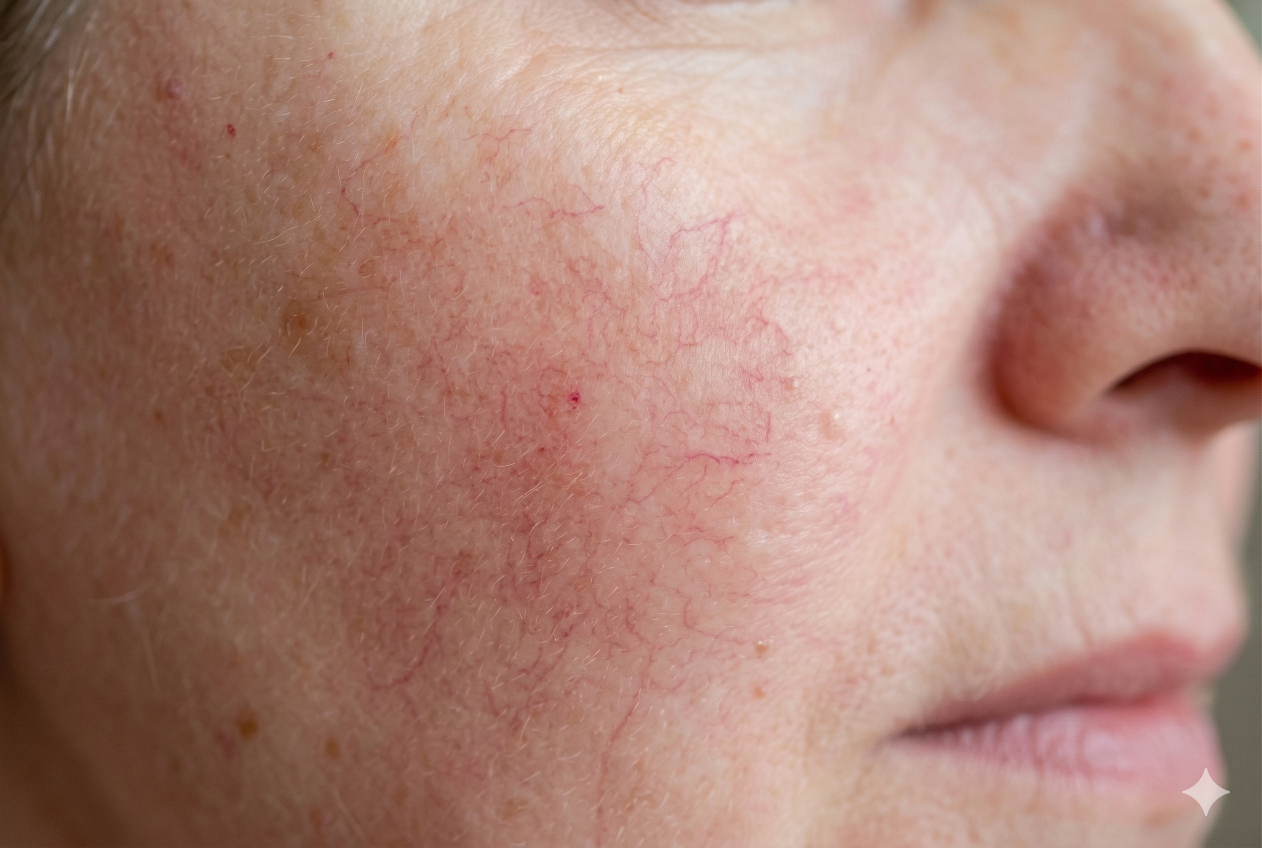 Spider veins on face before laser vein therapy